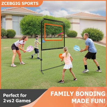 Zcebgig-Sports Outdoor Paddle Game with Net – All in One Outdoor & Indoor Set with Target and Rebound Net– Combines Pickleball, Badminton & Tennis for Family or Solo Fun