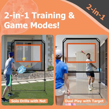 Outdoor Paddle Game with Net,All-in-1 Set for Master Pickleball Practice Board, Backyard Pickleball Equipment,Similar to Badminton, Pingpong, and Jianzi